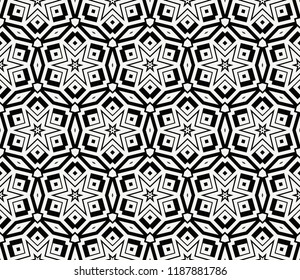 Vector monochrome seamless pattern. Modern geometric seamless pattern, simple black and white ornamental texture. Abstract repeat backdrop. Design for decor, prints, textile, furniture, cloth, digital