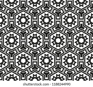 Vector monochrome seamless pattern. Modern geometric seamless pattern, simple black and white ornamental texture. Abstract repeat backdrop. Design for decor, prints, textile, furniture, cloth, digital