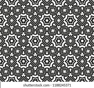 Vector monochrome seamless pattern. Modern geometric seamless pattern, simple black and white ornamental texture. Abstract repeat backdrop. Design for decor, prints, textile, furniture, cloth, digital
