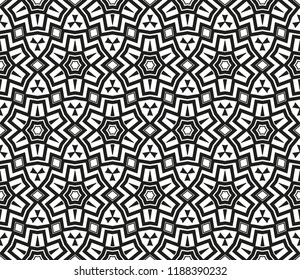 Vector monochrome seamless pattern. Modern geometric seamless pattern, simple black and white ornamental texture. Abstract repeat backdrop. Design for decor, prints, textile, furniture, cloth, digital