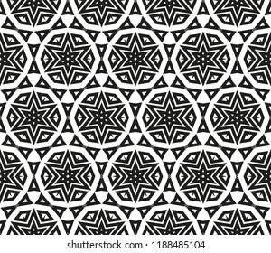 Vector monochrome seamless pattern. Modern geometric seamless pattern, simple black and white ornamental texture. Abstract repeat backdrop. Design for decor, prints, textile, furniture, cloth, digital