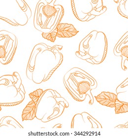 Vector monochrome seamless pattern of  paprika on white background