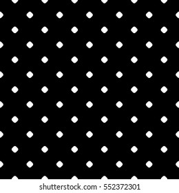 Vector monochrome seamless pattern, polka dot texture, small circles & spots. Simple dark geometric background, abstract minimalist black & white wallpaper, repeat tiles. Design for prints, decoration