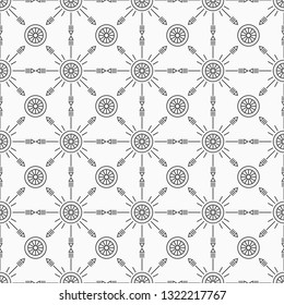 Vector monochrome seamless pattern. Regularly repeating ornament of geometric shapes. Modern stylish texture. Linear style. Abstract symbols. Geometric lattice.