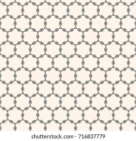 Vector monochrome seamless pattern, repeat ornament background in oriental style, abstract endless texture. Illustration of lattice, chain, ornamental grid, thin lines. Design for prints, decoration 