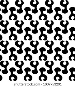 Vector monochrome seamless pattern, simple minimalist geometric background, black cruciate figures on white backdrop. Repeat abstract texture. Design element for prints, decor, digital, textile, cloth