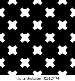 Vector monochrome seamless pattern, simple geometric minimalist texture, white crosses on black backdrop. Modern abstract repeat background. Design element for prints, decoration, textile, digital