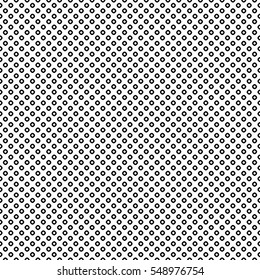 Vector monochrome seamless pattern, simple geometric texture with circles & rings, black & white symmetric abstract endless background. Design element for prints, decor, textile, furniture, digital 