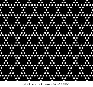 Vector monochrome seamless pattern. Simple geometric texture with small hexagons. Black and white illustration, hexagonal grid. Repeat dark abstract geometrical background. Design for textile, prints 