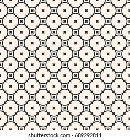 Vector monochrome seamless pattern. Simple elegant geometric texture with rounded lattice, circles, squares. Round mesh texture. Abstract monochrome repeat background. Design for decor, fabric, cloth
