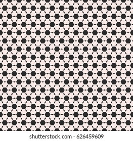 Vector monochrome seamless pattern, texture of football ball. Repeat ornamental background, geometric tiles, hexagons, rhombuses. Abstract design for prints, decor, textile, digital, web, covers