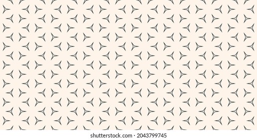 Vector monochrome seamless pattern with thin geometric figures, triangles. Black and white abstract minimalist background with polygons. Simple endless texture for tileable print, digital design, web