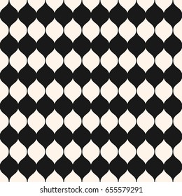 Vector monochrome seamless pattern, vertical wavy shapes, ellipses. Abstract contrast geometric texture, smooth lines. Elegant design element for prints, home decor, textile, furniture, cloth, covers