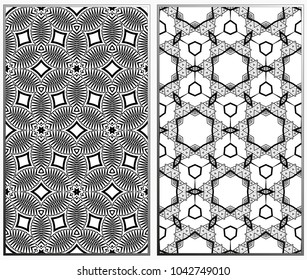 Vector monochrome seamless patterns set. Abstract background. Geometric seamless pattern in modern stylish. Vector seamless pattern