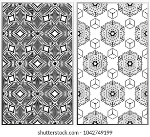 Vector monochrome seamless patterns set. Abstract background. Geometric seamless pattern in modern stylish. Vector seamless pattern