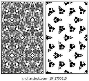 Vector monochrome seamless patterns set. Abstract background. Geometric seamless pattern in modern stylish. Vector seamless pattern