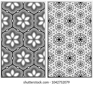 Vector monochrome seamless patterns set. Abstract background. Geometric seamless pattern in modern stylish. Vector seamless pattern