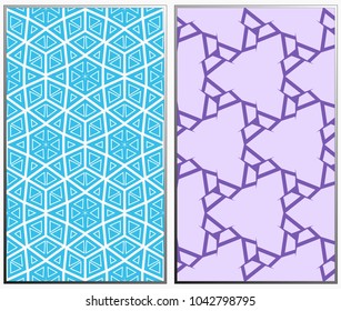 Vector monochrome seamless patterns set, abstract geometric texture. Ornament for interior design. Repeating abstract background with chaotic strokes.