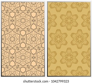 Vector monochrome seamless patterns set, abstract geometric texture. Ornament for interior design. Repeating abstract background with chaotic strokes.