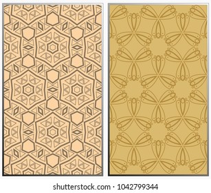 Vector monochrome seamless patterns set, abstract geometric texture. Ornament for interior design. Repeating abstract background with chaotic strokes.