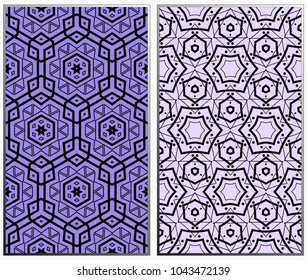 Vector monochrome seamless patterns set, abstract geometric texture. Ornament for interior design. Repeating abstract background with chaotic strokes.