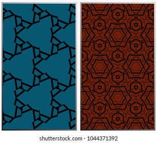 Vector monochrome seamless patterns set, abstract geometric texture. Ornament for interior design. Repeating abstract background with chaotic strokes.