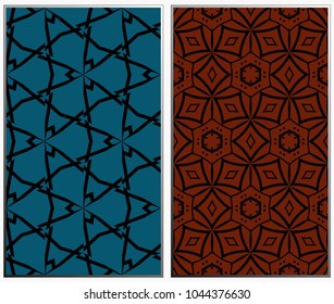 Vector monochrome seamless patterns set, abstract geometric texture. Ornament for interior design. Repeating abstract background with chaotic strokes.