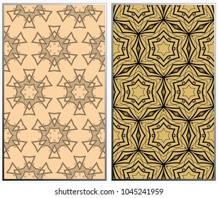Vector monochrome seamless patterns set, abstract geometric texture. Ornament for interior design. Repeating abstract background with chaotic strokes.