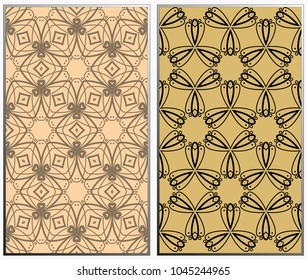 Vector monochrome seamless patterns set, abstract geometric texture. Ornament for interior design. Repeating abstract background with chaotic strokes.