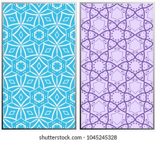 Vector monochrome seamless patterns set, abstract geometric texture. Ornament for interior design. Repeating abstract background with chaotic strokes.