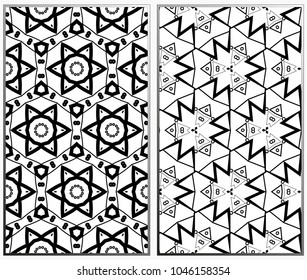 Vector monochrome seamless patterns set. Abstract background. Geometric seamless pattern in modern stylish. Vector seamless pattern