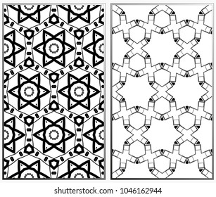 Vector monochrome seamless patterns set. Abstract background. Geometric seamless pattern in modern stylish. Vector seamless pattern