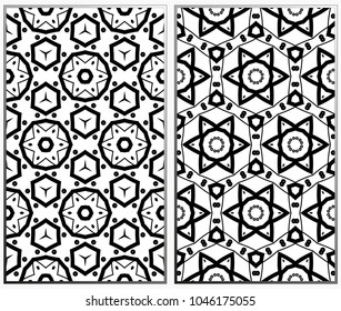 Vector monochrome seamless patterns set. Abstract background. Geometric seamless pattern in modern stylish. Vector seamless pattern