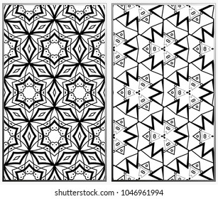 Vector monochrome seamless patterns set. Abstract background. Geometric seamless pattern in modern stylish. Vector seamless pattern