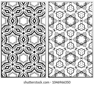 Vector monochrome seamless patterns set. Abstract background. Geometric seamless pattern in modern stylish. Vector seamless pattern