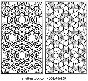 Vector monochrome seamless patterns set. Abstract background. Geometric seamless pattern in modern stylish. Vector seamless pattern
