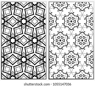 Vector monochrome seamless patterns set. Abstract background. Geometric seamless pattern in modern stylish. Vector seamless pattern