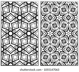 Vector monochrome seamless patterns set. Abstract background. Geometric seamless pattern in modern stylish. Vector seamless pattern