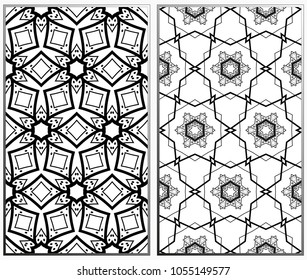 Vector monochrome seamless patterns set. Abstract background. Geometric seamless pattern in modern stylish. Vector seamless pattern