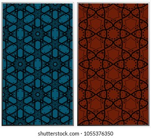 Vector monochrome seamless patterns set, abstract geometric texture. Ornament for interior design. Repeating abstract background with chaotic strokes.
