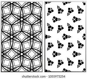 Vector monochrome seamless patterns set. Abstract background. Geometric seamless pattern in modern stylish. Vector seamless pattern