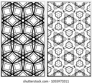 Vector monochrome seamless patterns set. Abstract background. Geometric seamless pattern in modern stylish. Vector seamless pattern