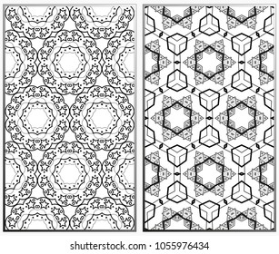 Vector monochrome seamless patterns set. Abstract background. Geometric seamless pattern in modern stylish. Vector seamless pattern