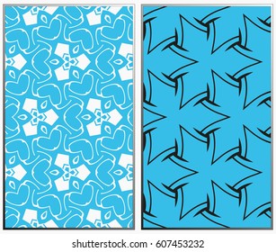 Vector monochrome seamless patterns set, abstract geometric texture. Ornament for interior design. Repeating abstract background with chaotic strokes.