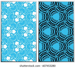 Vector monochrome seamless patterns set, abstract geometric texture. Ornament for interior design. Repeating abstract background with chaotic strokes.