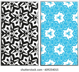 Vector monochrome seamless patterns set, abstract geometric texture. Ornament for interior design. Repeating abstract background with chaotic strokes.