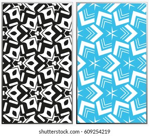 Vector monochrome seamless patterns set, abstract geometric texture. Ornament for interior design. Repeating abstract background with chaotic strokes.