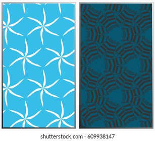 Vector monochrome seamless patterns set, abstract geometric texture. Ornament for interior design. Repeating abstract background with chaotic strokes.