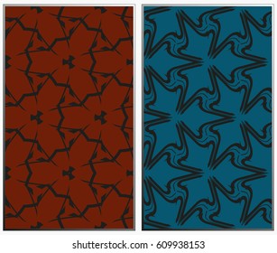 Vector monochrome seamless patterns set, abstract geometric texture. Ornament for interior design. Repeating abstract background with chaotic strokes.