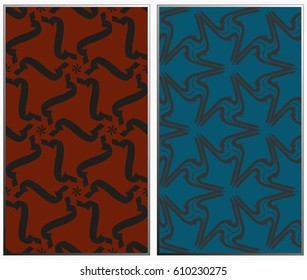 Vector monochrome seamless patterns set, abstract geometric texture. Ornament for interior design. Repeating abstract background with chaotic strokes.